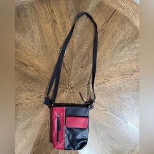 Black and red leather crossbody bag, NWT